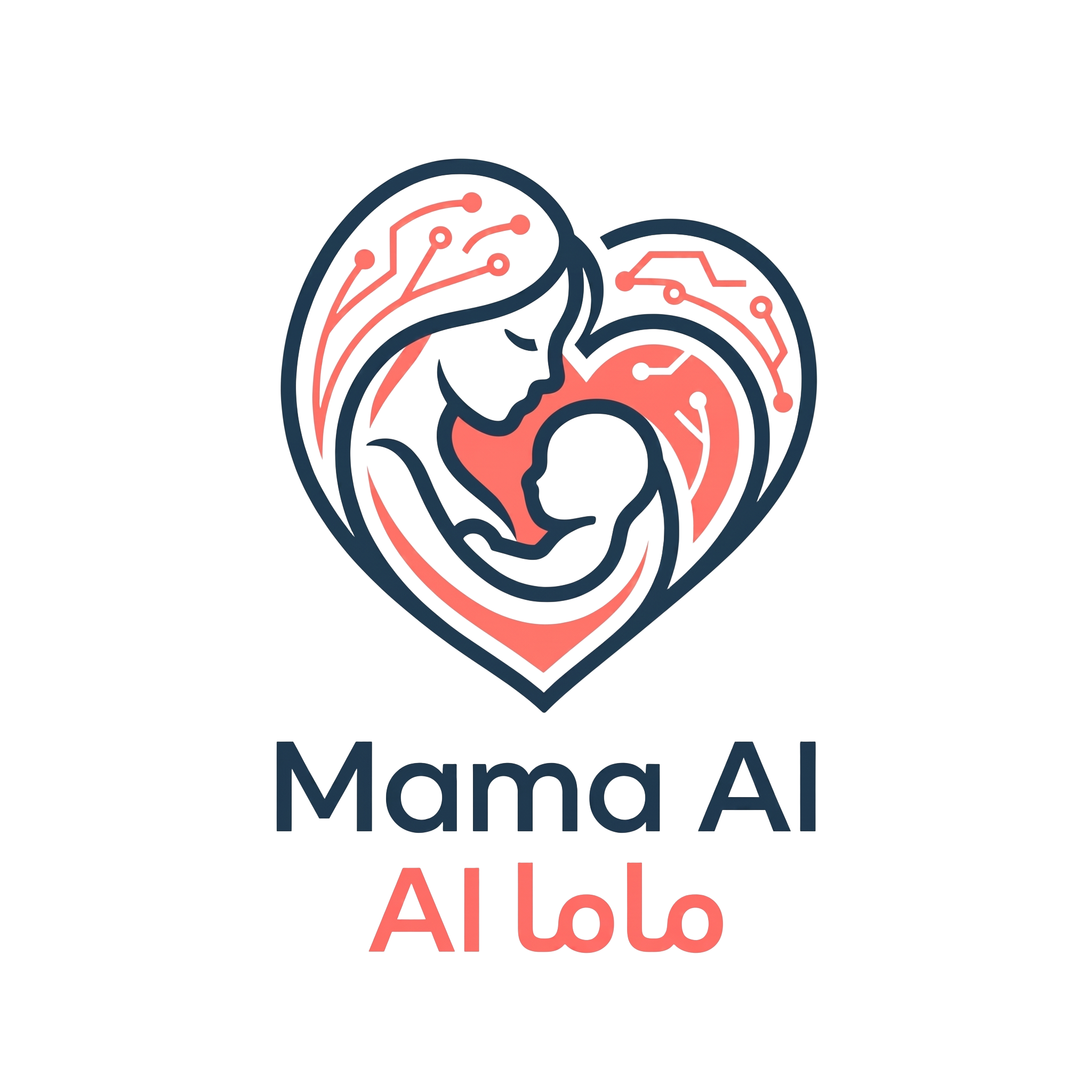 Mama AI brand logo — mother embracing child inside a heart